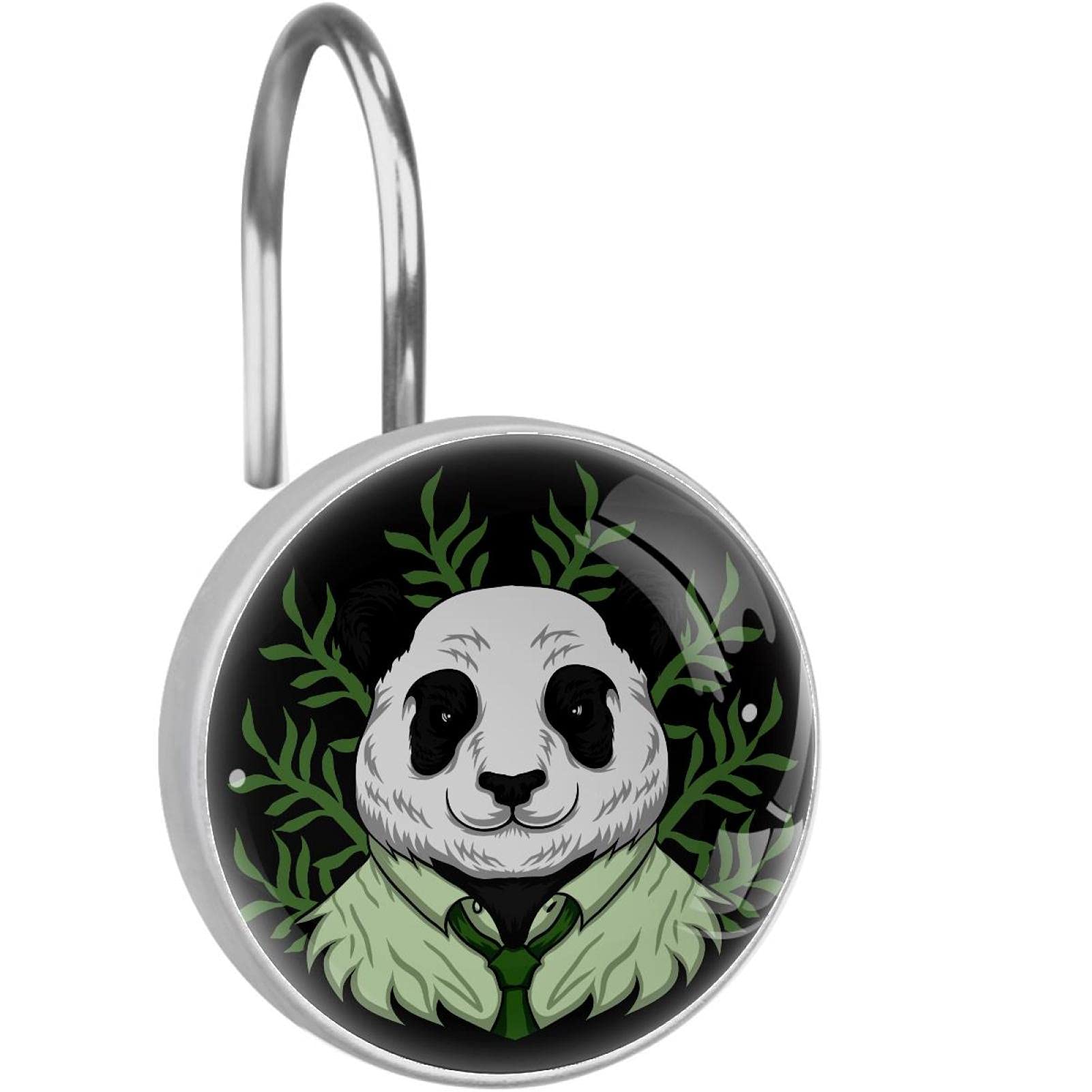 Crochets pour rideau de douche panda mignon en acier inoxydable pour salle de bain