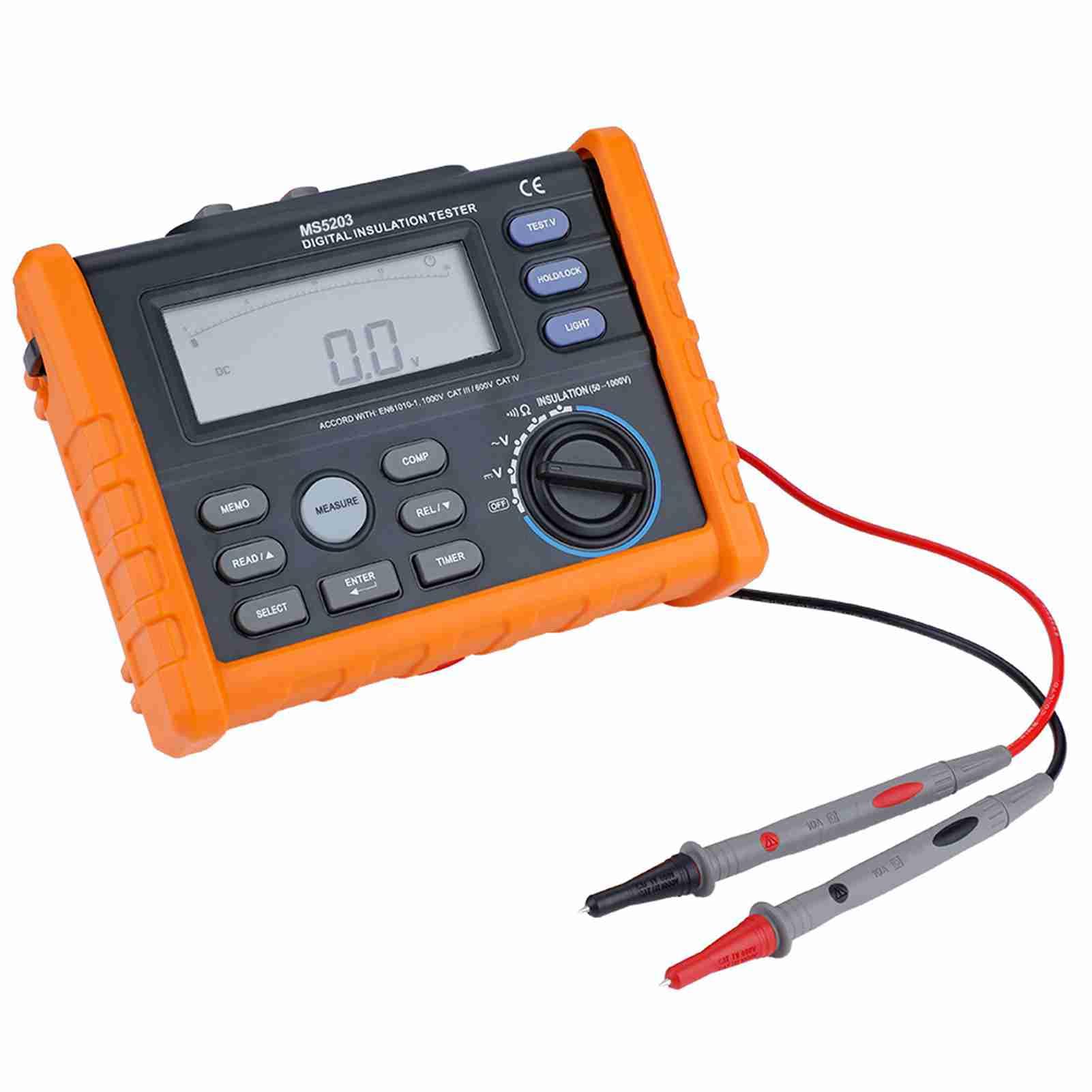 YWBL-WH PEAKMETER MS5203 Tester di Isolamento Digitale 1000 V, Calcolo Automatico PI DAR per Motori, Trasformatori, Cavi, Misurazione della Tensione CA/CC con Display Retroilluminato