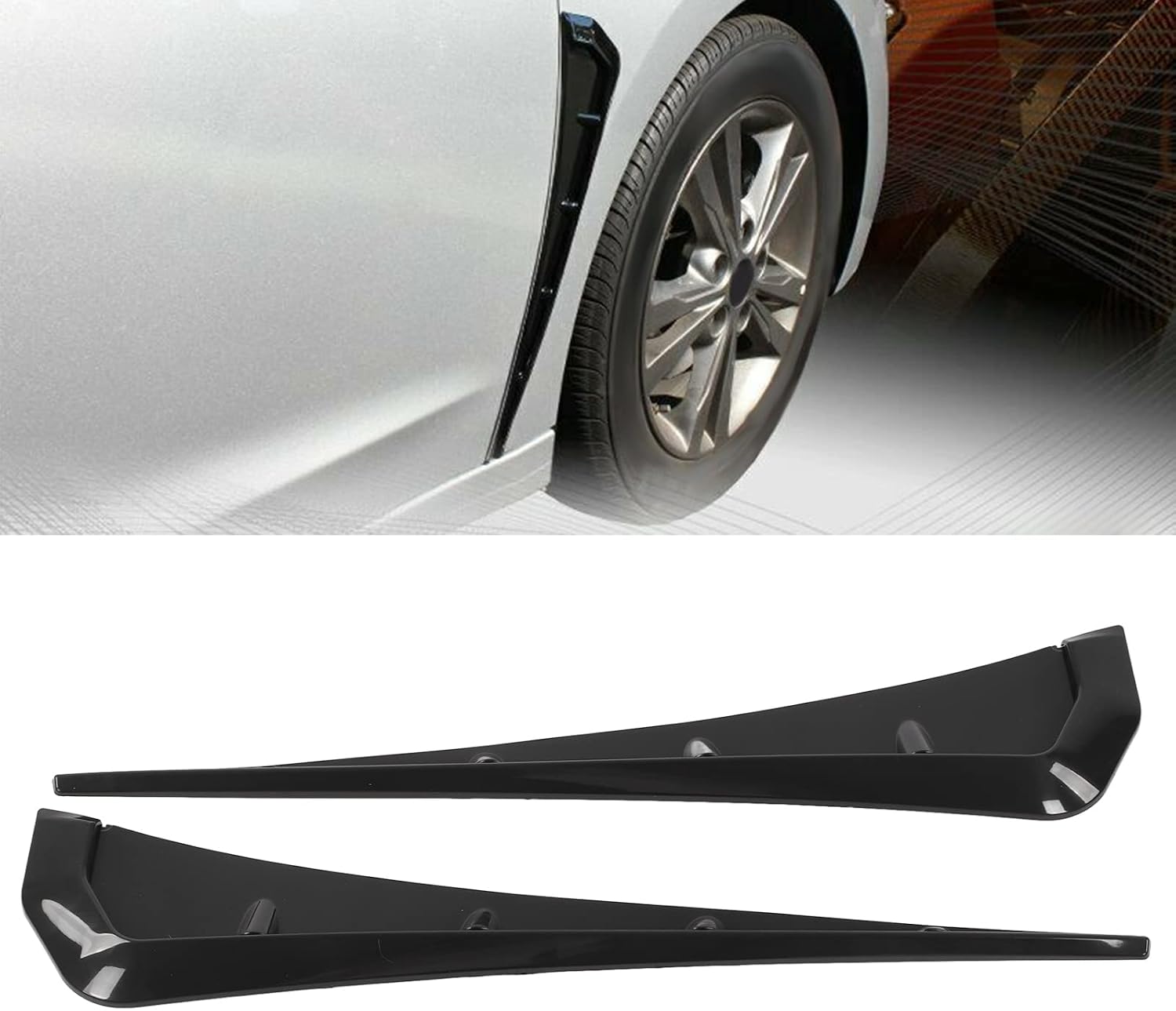 Fydun Side Vent Trim 2pcs Universal Car Mudguard Side Wing Air Vent Cover Trim Black Exterior Accessories for Car
