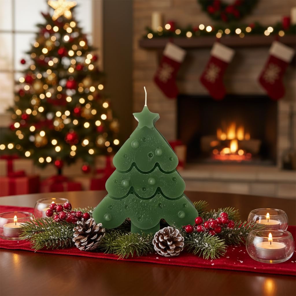 Cereria Di Giorgio - Display mit 6 Rentierkerzen und 6 Kerzen in Form eines Weihnachtsbaums - Honig-Zimtduft - Dekoriertes Etui - Handgefertigt