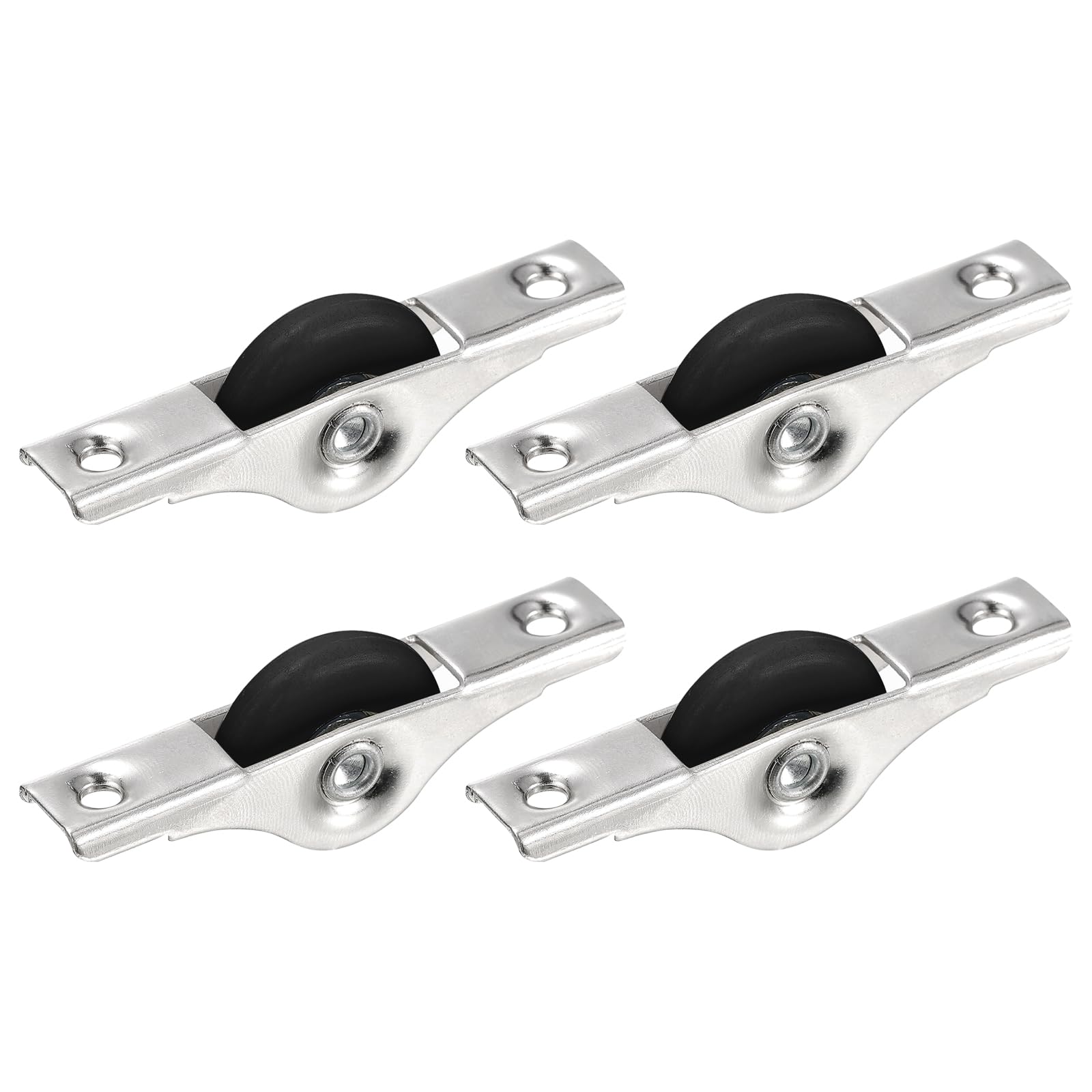 uxcell 30mm Sliding Door Nylon Pulley Window Wheels for Furniture Screen Door Wardrobe Cupboard Closet with Screws, 4Pcs, Black Silver Tone
