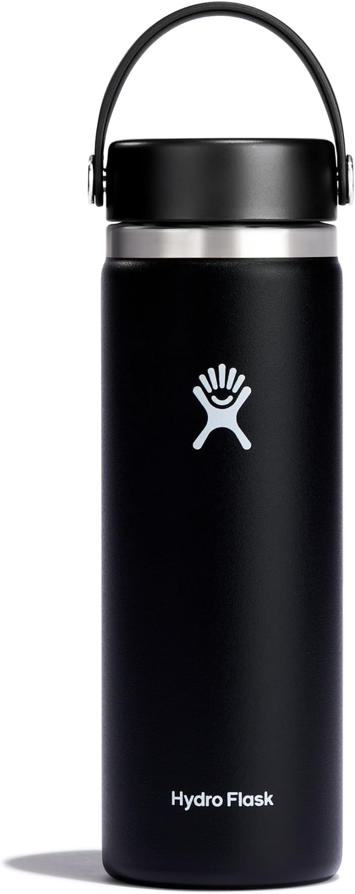 HYDRO FLASK - Water Bottle 591 ml (20 oz) - Vacuum Insulated Stainless Steel Water Bottle with Leak Proof Flex Cap and Powder Coat - BPA-Free - Wide Mouth - Black