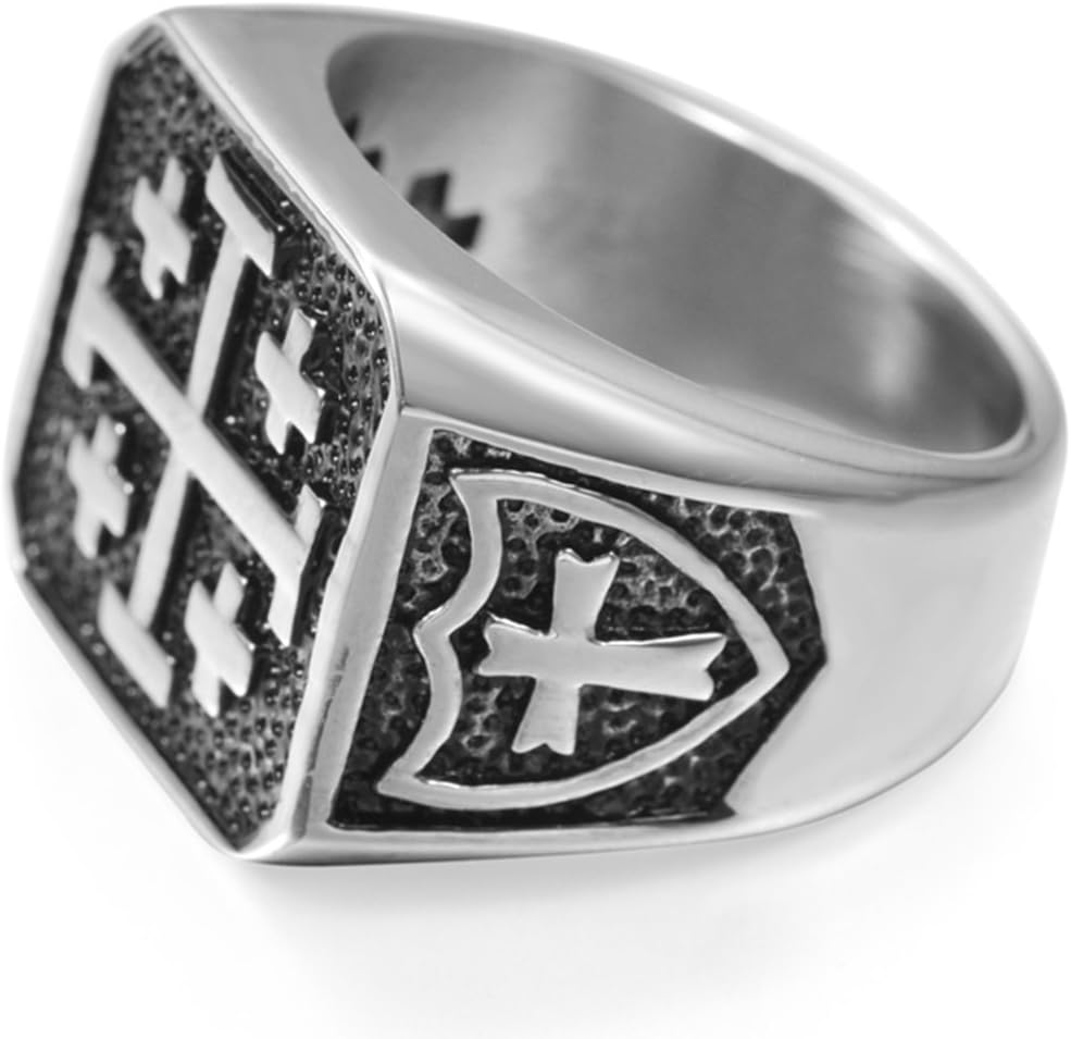 Jude Jewelers Stainless Steel Crusader Jerusalem Cross Ring