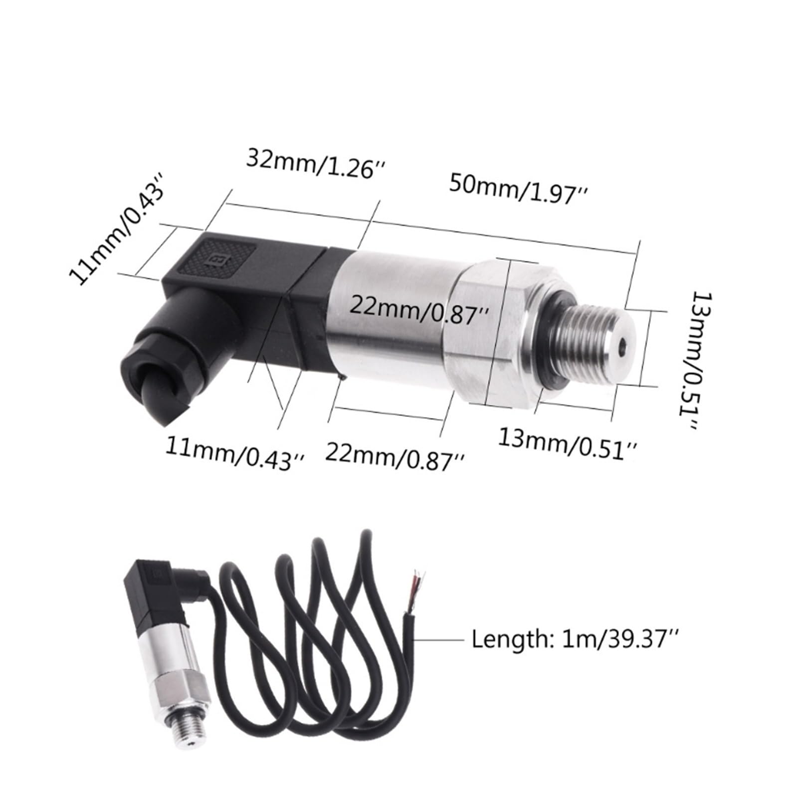 NURII Transmetteur de Pression Capteur transducteur de Pression, 0-10bar 9-32VDC G1/4 4-20mA 0.5%