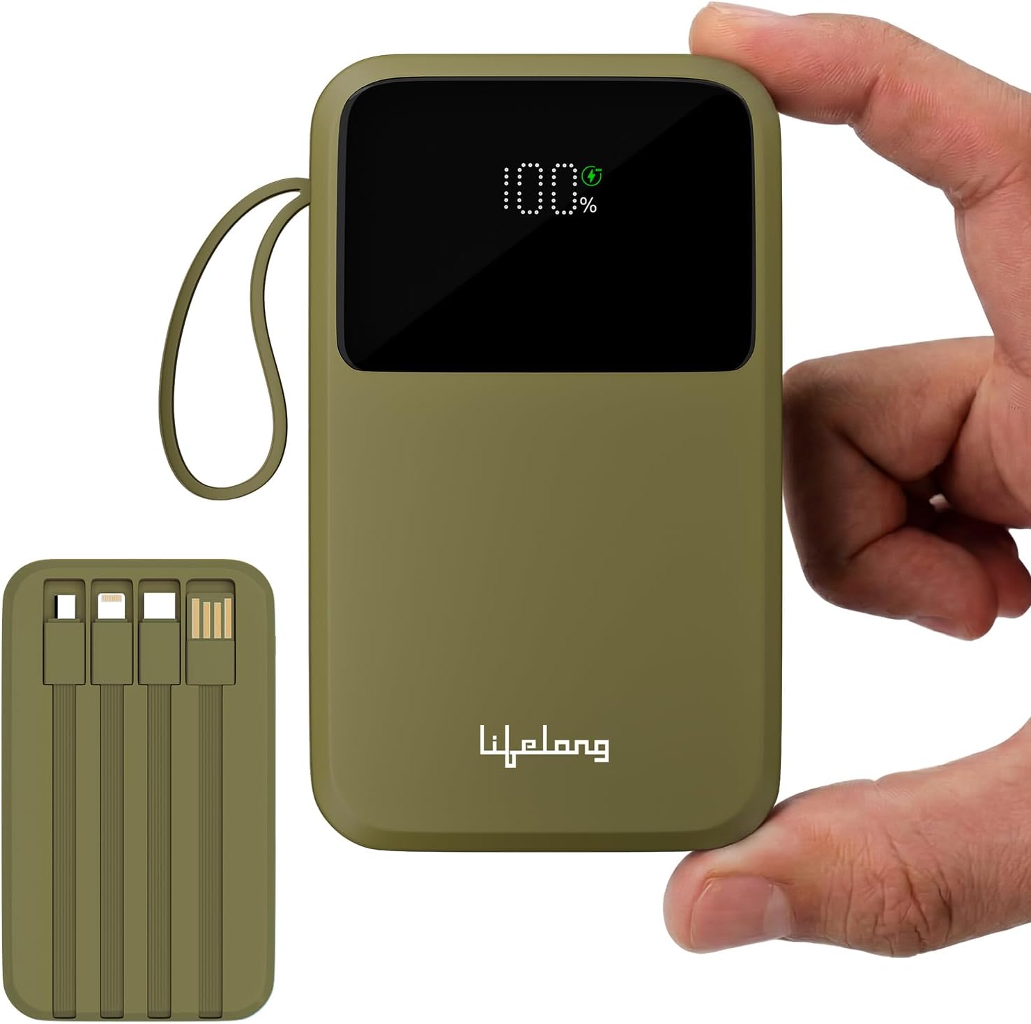 Lifelong Electronics 20000mAh 22.5W Fast Charging Power Bank | 3 Inputs (1 Built-in USB A Cable + 1 C + 1 Lightning Port) & 6 Outputs (3 Built-in Cables + 1 C + 2 A Port) | Small Pocket Size Powerbank