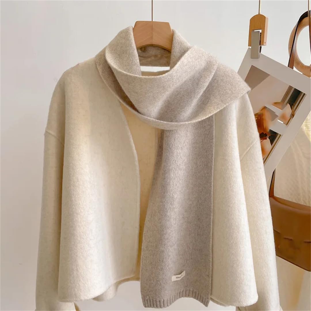 Fnfmrfmr Sciarpa in misto lana da donna classica tinta unita avvolge uomo coppia sciarpa morbida calda maglia termica silenziatore