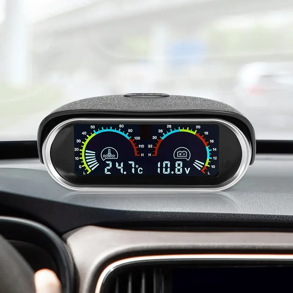 Voltímetro Digital com Medidor Temperatura, Medidor Temperatura Indicador para Veículos, Voltímetro Medidor Temperatura Água Automotivo, Carro Medidor Água Medidor Voltímetro