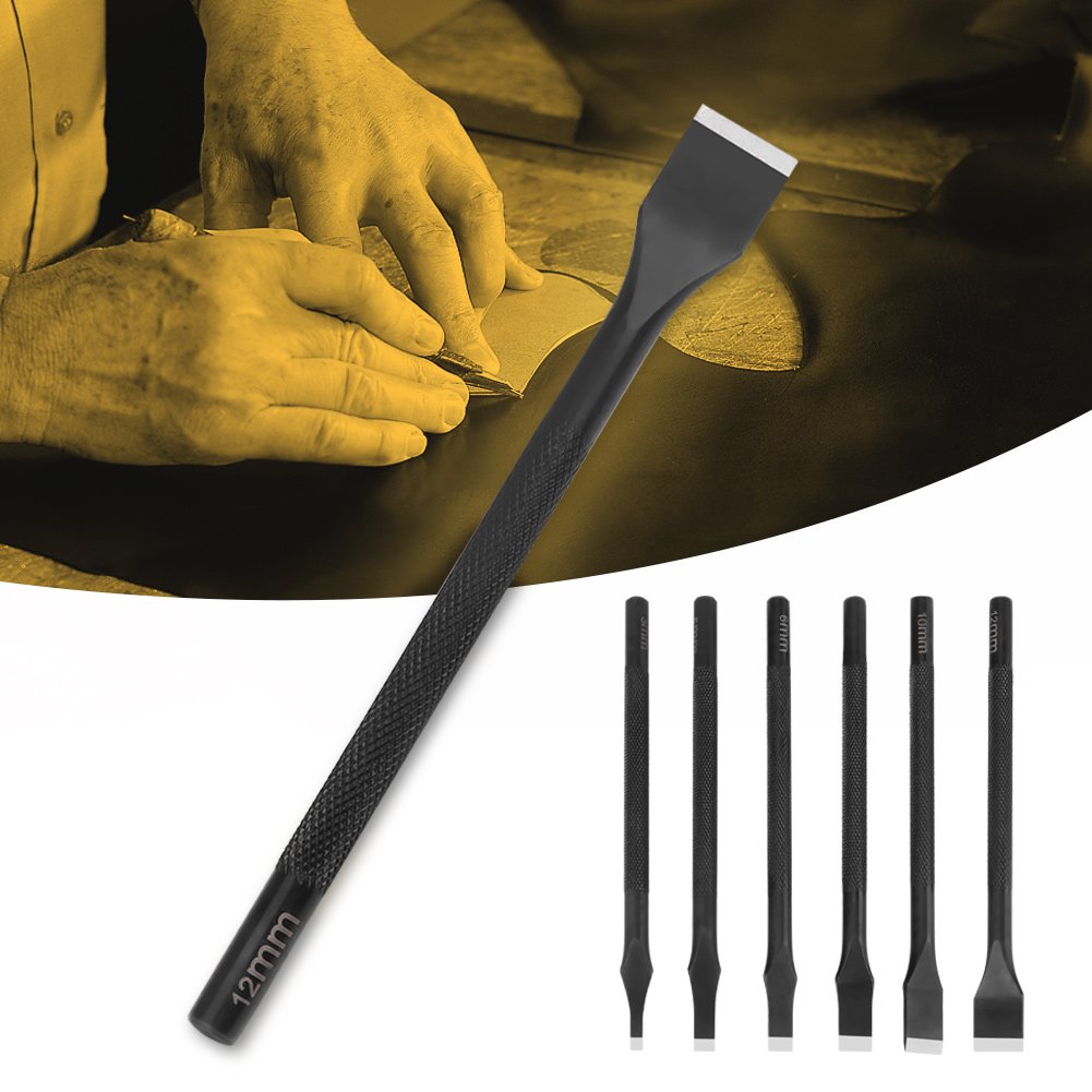 6 Pcs/Set DIY Leather Hole Punch Tool Japanese Black Slotted Straight Flat Tip Punch Cut Leather Craft DIY Tool