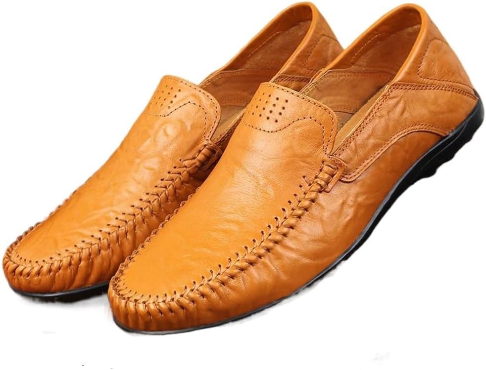 FMURY Leather Men Shoes Casual Formal Mens Loafers Moccasins Breathable Slip On Male Boat Shoes(10 Code)