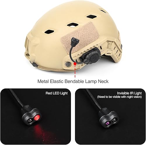 Miniatura 3 de Luz táctica militar para casco con IR + lámpara LED roja, luz de señal de supervivencia con 4 accesorios de montaje para casco Mich rápido, sistema
