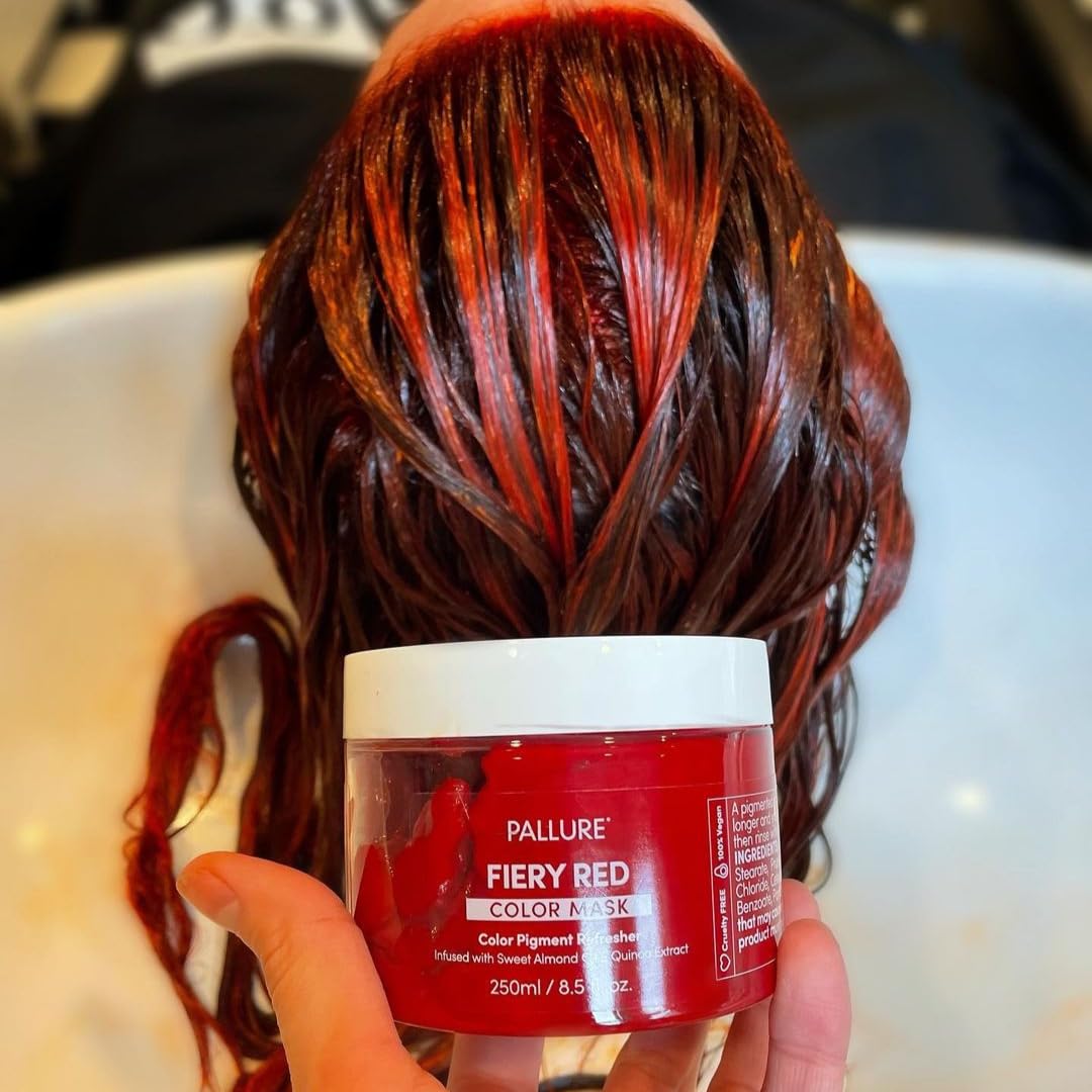 Pallure Color Pigment Refresher Mask, Semi Permanent Hair Color Depositing Conditioner, 8.5 Oz Fiery Red - Image 7
