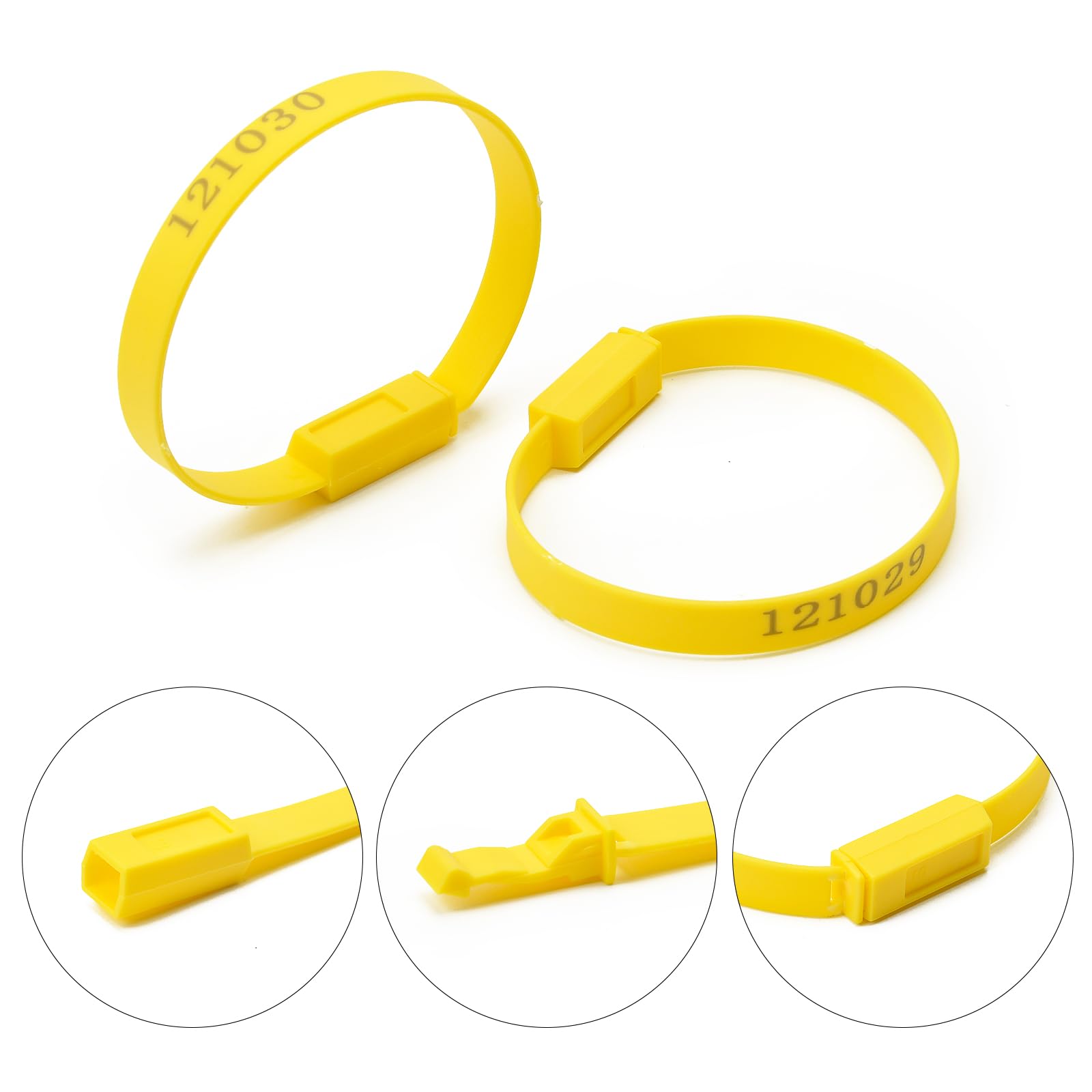 500 guarnizioni in plastica numerate per spedizioni di sicurezza, fascette sottili per contenitori, fisse, monouso, per rimorchi, camion, cavi (giallo)