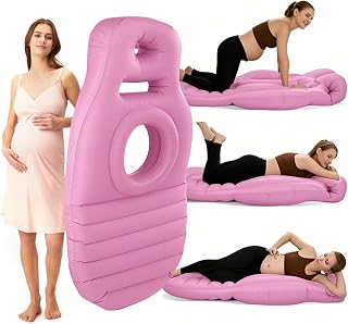 Inflatable Pregnancy Pillow for Stomach Sleeping Full Body Pregnancy Mattress with Belly Hole Maternity Airbed for Pregnant Women Back & Hip Pain Relief (Pink)