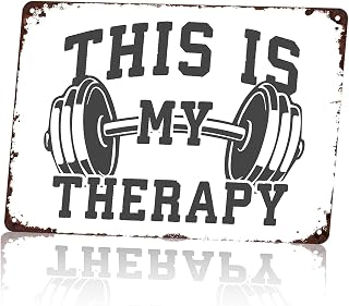 This Is My Therapy Metal Sign 8 x 12 Inch | Home Gym & Garage Gym & Workout Room & Fitness Studio Wall Decor, Gift for Fitness Enthusiasts & Weightlifters