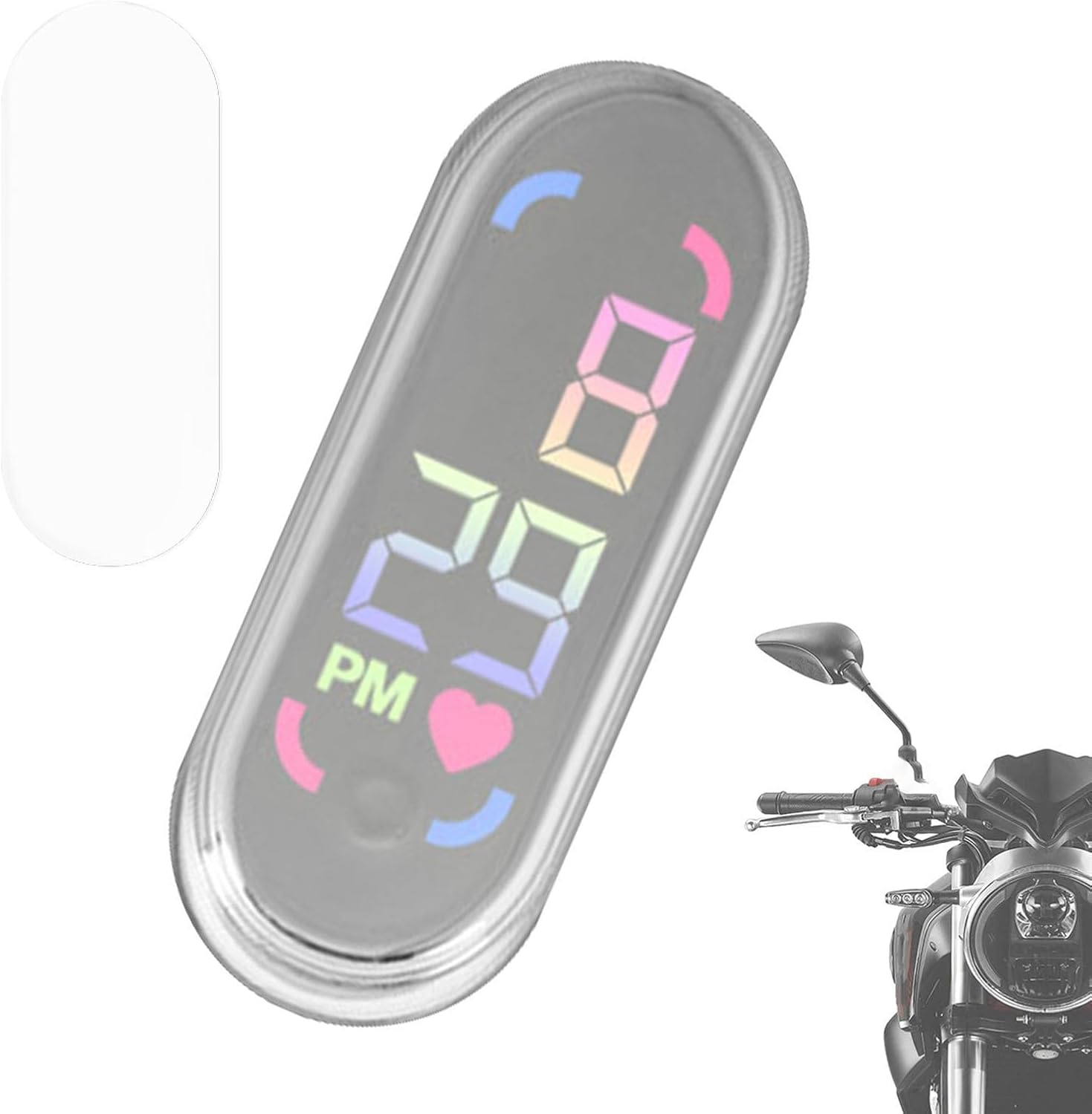 Digital Car Clock, Waterproof Luminous Mini Time Display, Adhesive Dashboard Watch, Portable Vehicle Time Reminder Device, 1.97x0.79in, for Sedan Truck Minivan Motorcycle Bike