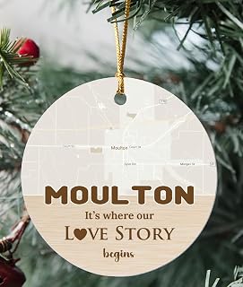 Moulton Ornament Christmas Map City Moulton AL It's Where Our Love Story Begins for Couple Moulton Ornament 3 inch Circle Plastic