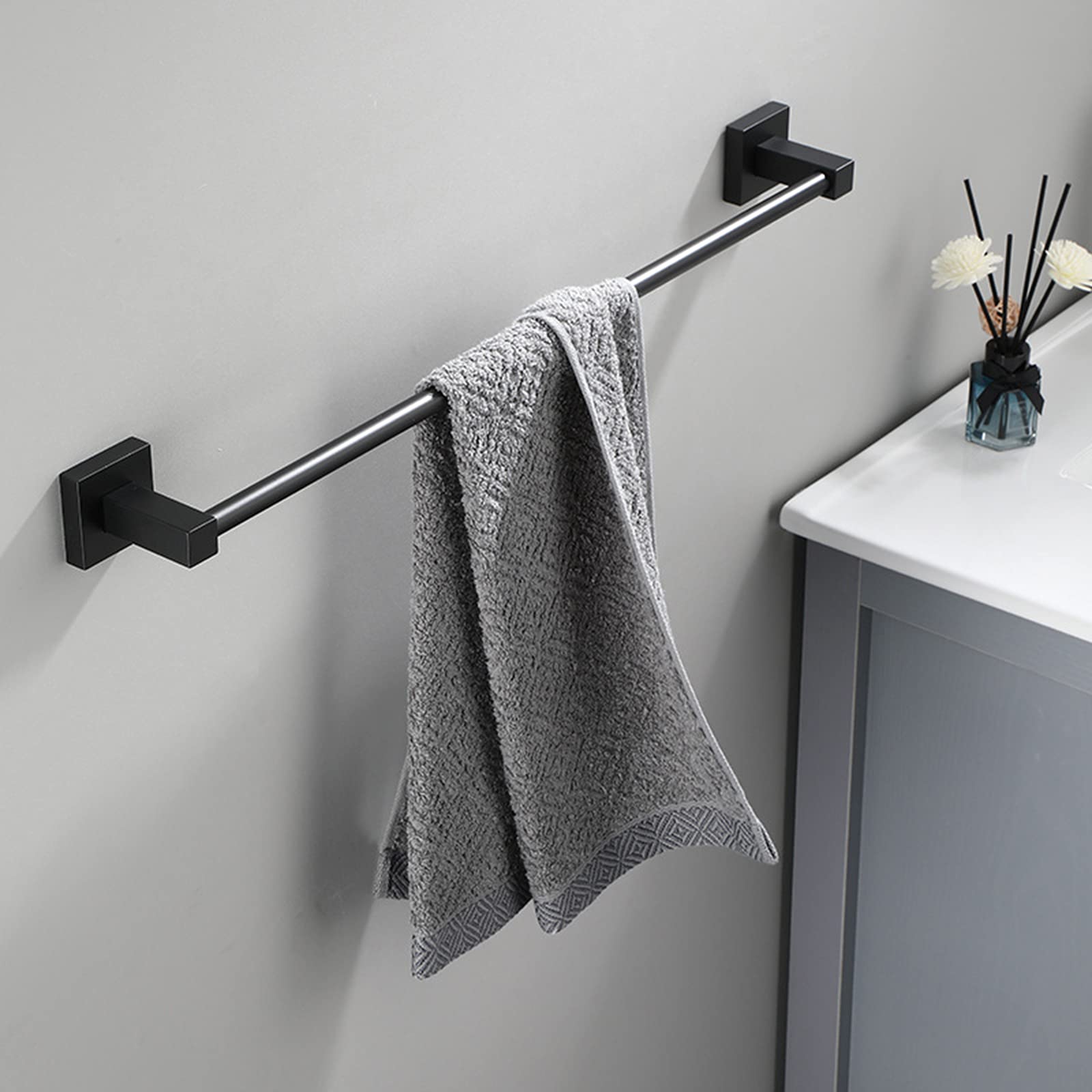 LYGXWJFC Toallero Toallero Toallero de baño Toallero de Aluminio para baño Montaje en Pared Toallero Toallero Negro/60 cm
