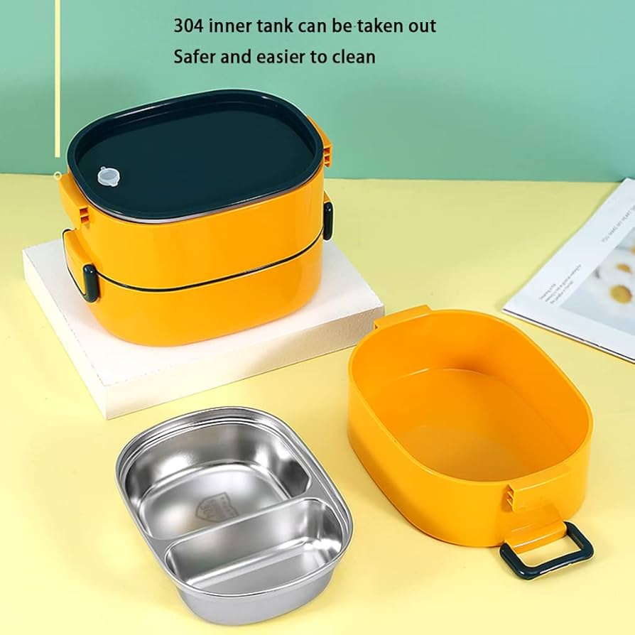 Amazon | 304ステンレス鋼弁当箱二重層は電子レンジで加熱する