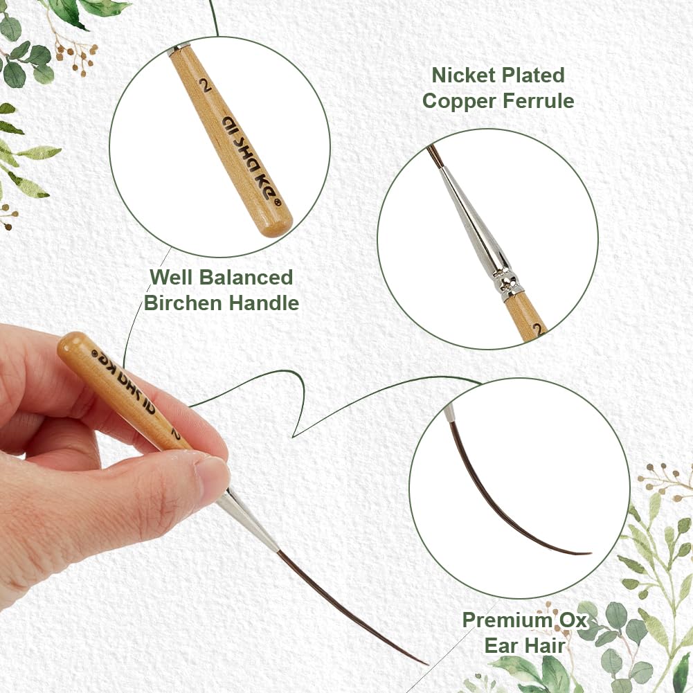 Set di 5 pennelli lunghi in nylon, con manico in legno di Burlywood, per lavori di pinstriping, scorrimento, contorni, bordi dei bordi, disegno ad acquerello