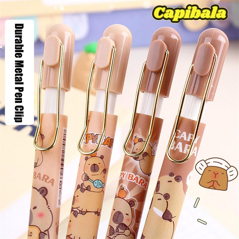 8 bolígrafos gel retractiles diseño capibara tinta negra 0.5 mm miniatura 3