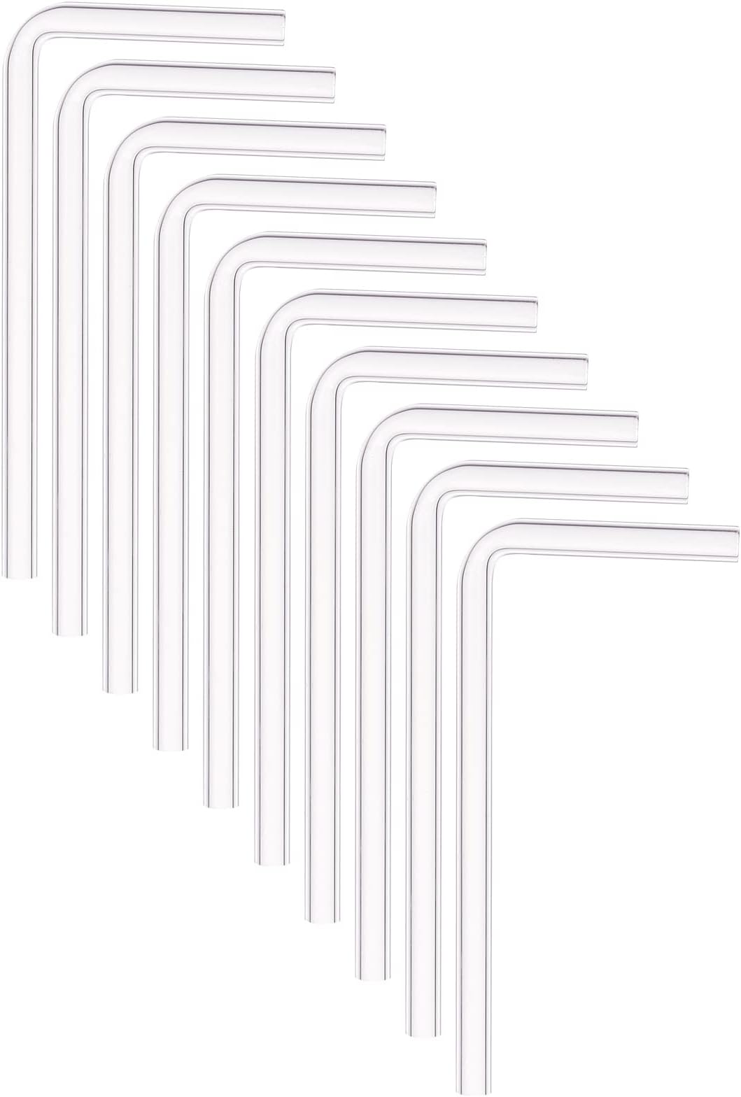 BENECREAT 10-Pack L-Shaped Glass Tubes, 4.3-Inch High Borosilicate Delivery Stems for Labs & Home Science (4mm Hole, 7mm Thick)