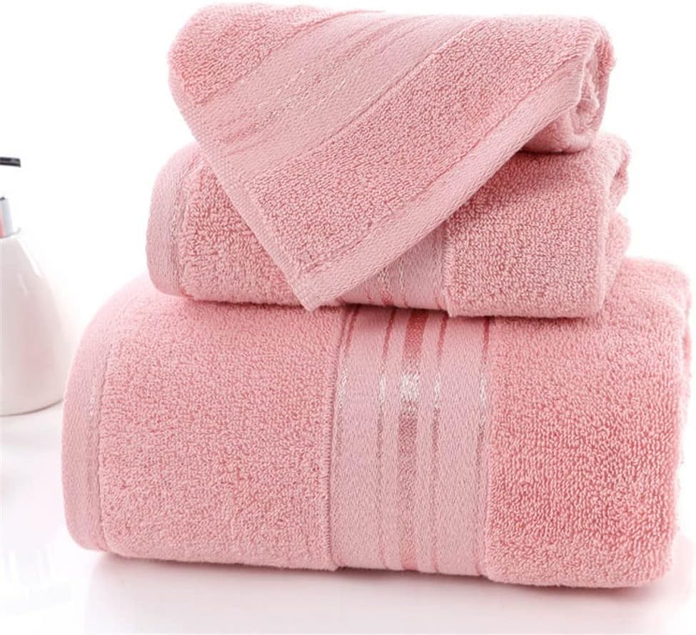 Solid Color Sequin Striped Cotton Set Towel Set Thickened Large Bathroom Towel Household Hand Towel(A)