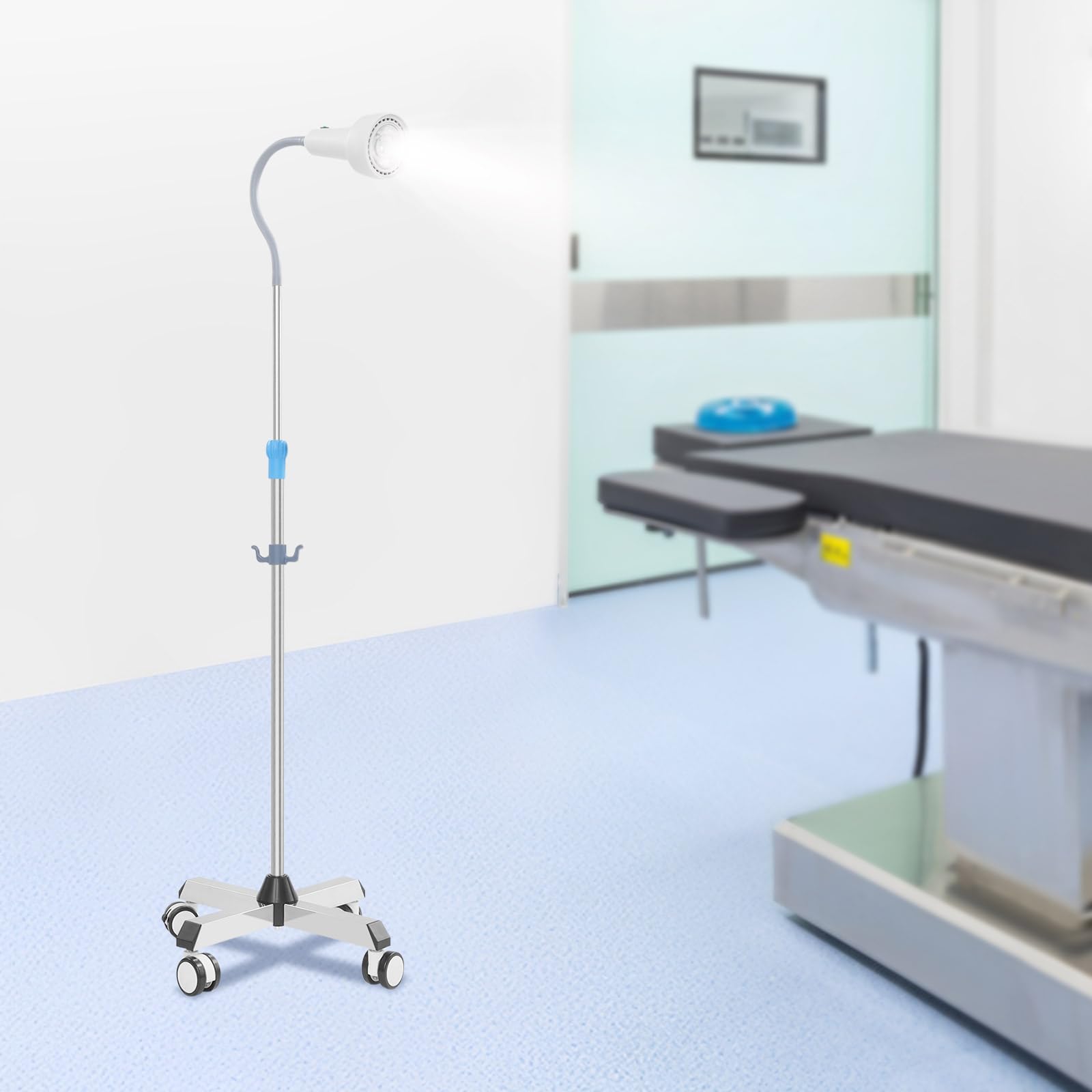 30W LED Untersuchungsleuchte mit Mobilem Ständer, Höhen- & Winkelverstellbare Chirurgische Lampe (6000-6500K), Flexible OP-Leuchte für Tierarzt & Klinik