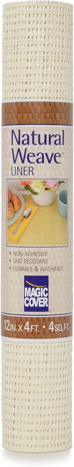 Magic Cover Weave Non-Adhesive Liner for Shelves, Drawers and Counter Tops, 12 inches by 4 feet, Lattice Natural