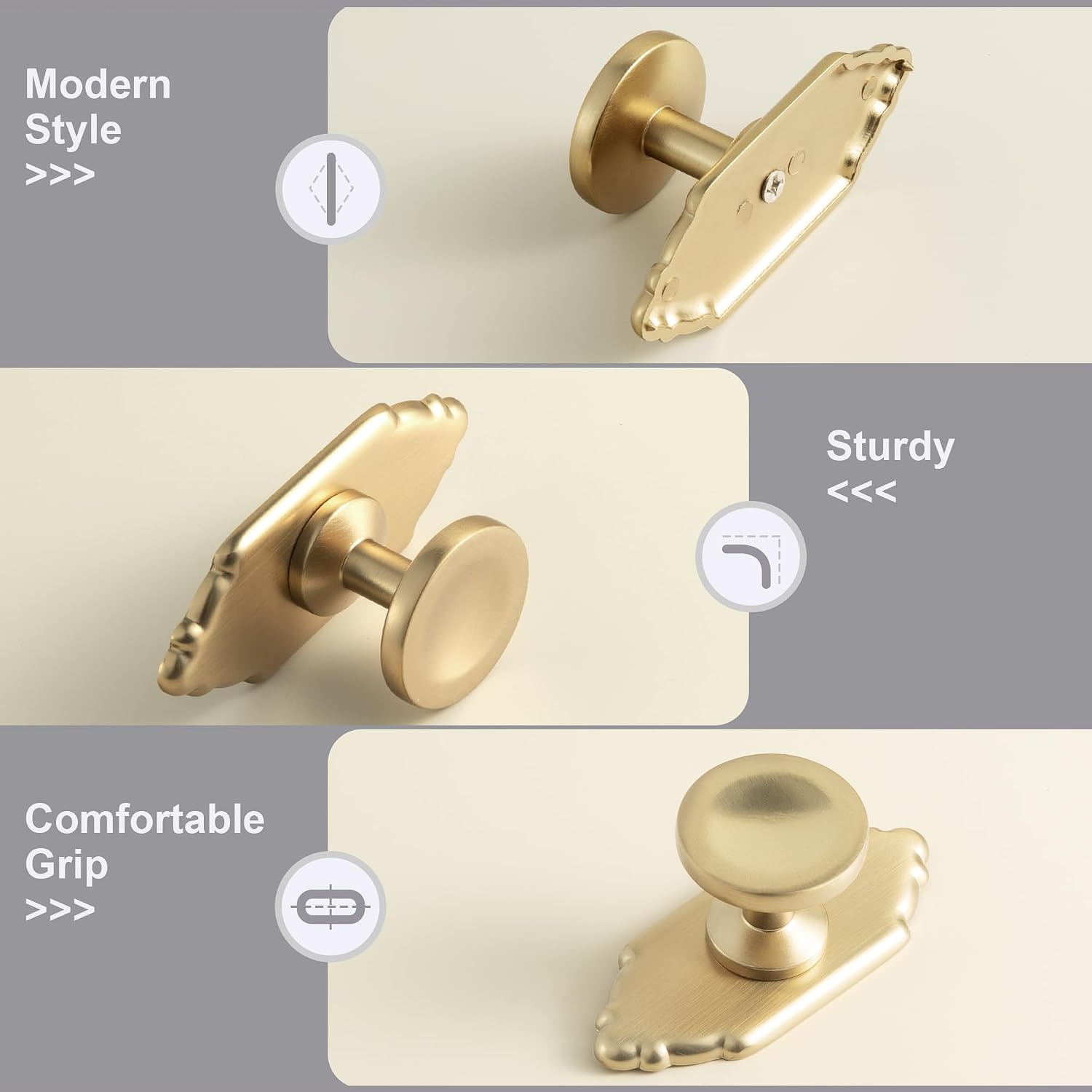 6 Pack Champagne Bronze Cabinet Knobs with Backplate Modern Knob image 3