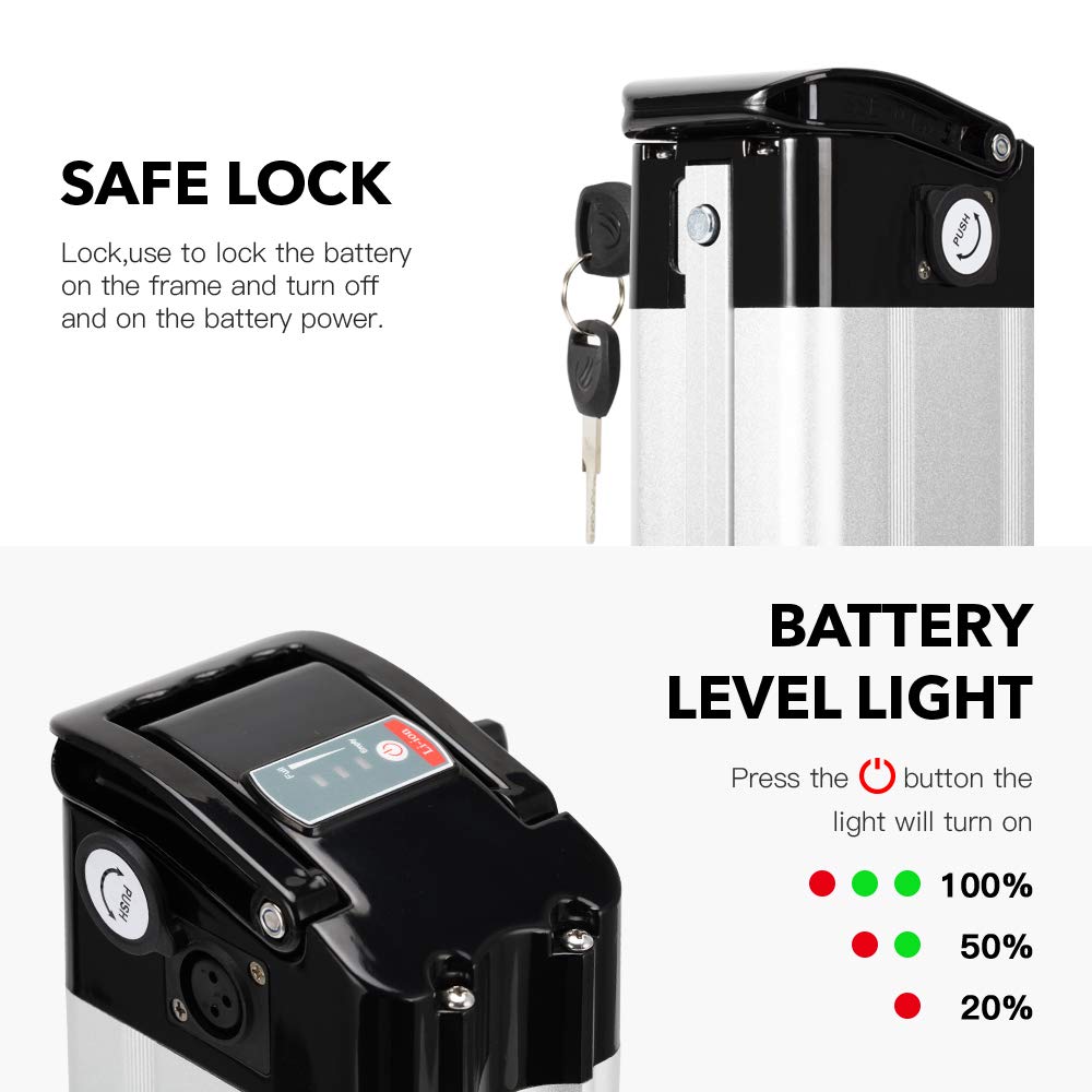 SEASON E-Bike Batterie de Vélo électrique 36V 10.4Ah / 14.5Ah / 15.6Ah / 18.2Ah XH370-10J Lithium-ION Battery pour E-Vélo MiFa Rex Aldi Phylion Zhenlong/ZL1010-F