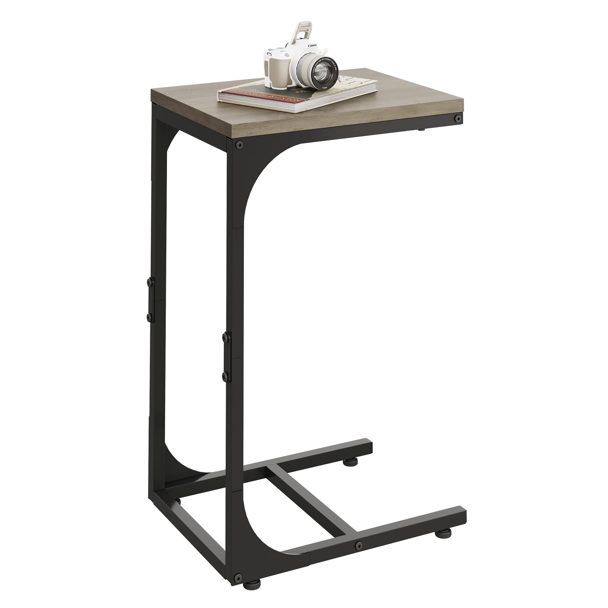 WLIVE C Shaped End Table Small Couch Side Tables with Metal Frame Sofa Table TV Tray for Living