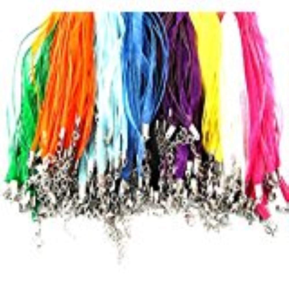 Ckb Ltd Multicolor 24X Mixed Ribbon Waxen Organza Cord Fit Diy Bead Pendant Necklace Lobster Clasp