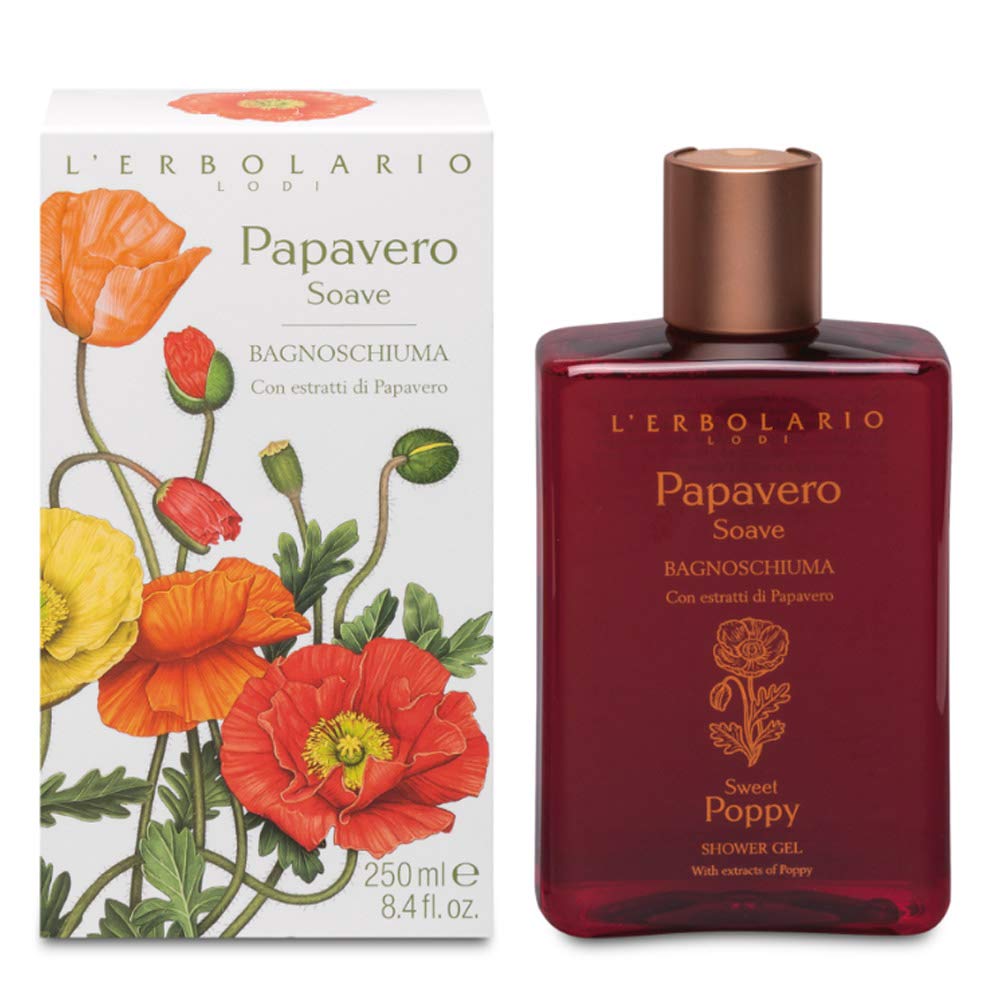 Erbolario - PAPAVERO SOAVE - Confezione Regalo in Scatola Originale (Bagnoschiuma 250 ml, Crema Corpo 300 ml, Profumo50 ml, Sapone 100 gr) + in OMAGGIO 2 Tisane Viropa