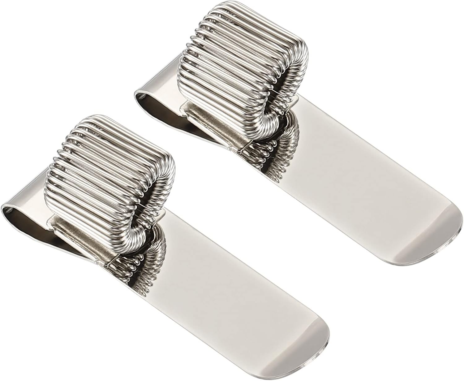 PATIKIL Pen Holder Clips, 2Pcs Metal Vertical Portable Single Spring Loop Pencil Organizer for Office Business Pocket Notebook Clipboard, Silver