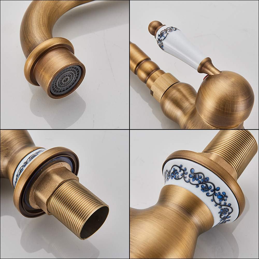 Brass Bathroom Faucet with Rotating Spout - Basin Sink Mixer Tap for Kitchen and Bathroom