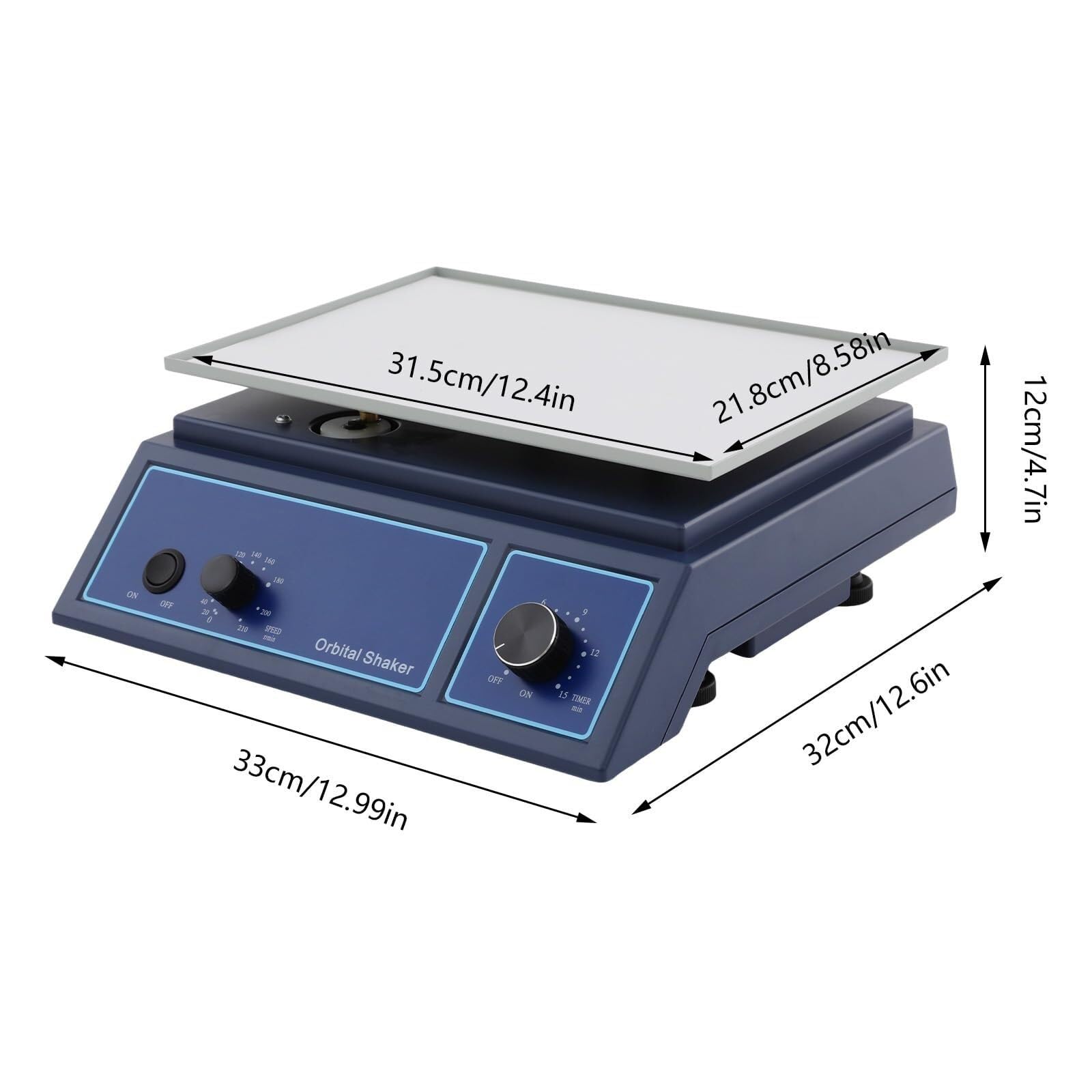 Agitador orbital de laboratorio, velocidad ajustable de 0 a 210 RPM, temporizador de 1 a 15 minutos, capacidad de 1 kg, ideal para la escuela y la investigación científica
