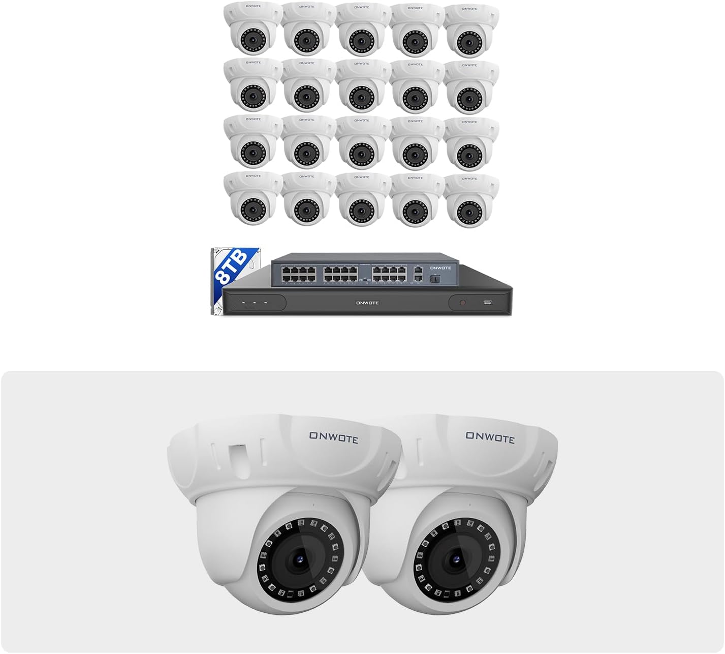 ONWOTE 32 Channel 12MP NVR Security Camera System (22) Wired PoE IP Cameras
