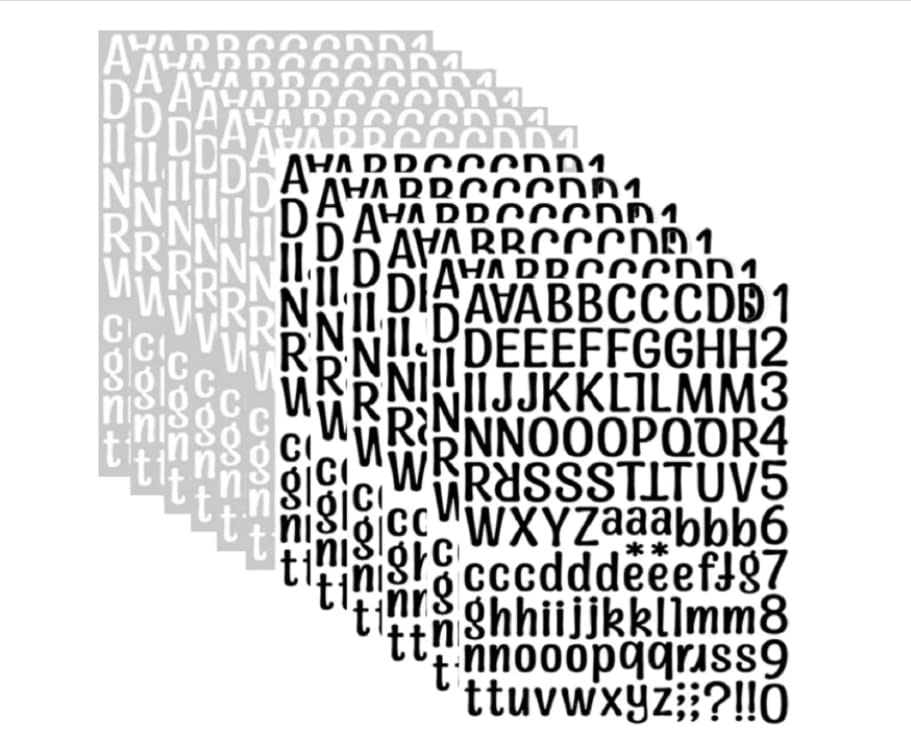 Image of ZJWZSLI 1512 Alphabet Stickers, 12 Sheets, Black & White, Classic Letter Print, Vinyl, Waterproof, Outdoor & Indoor, Decals for Scrapbook, Signs, Mailbox, Classroom Decor