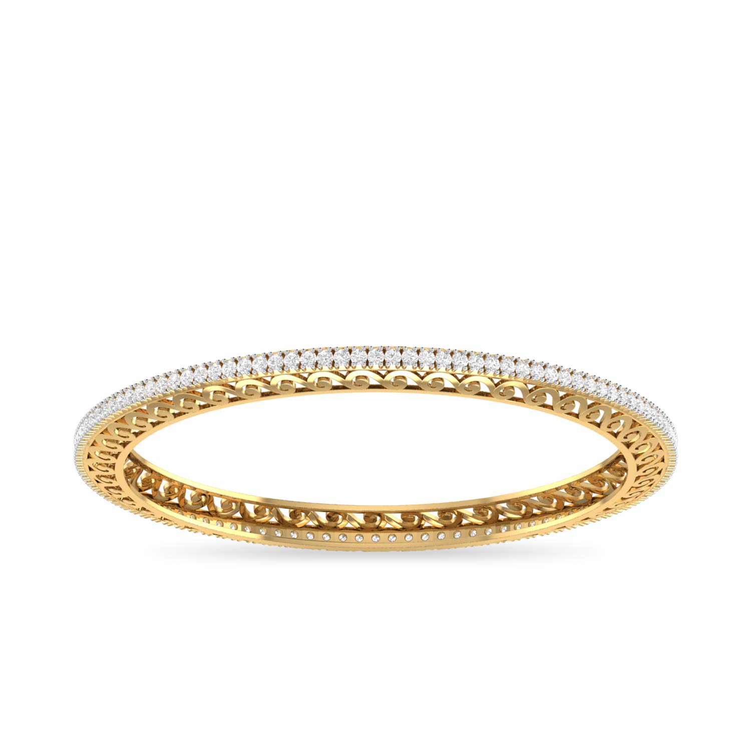 14k (585) Yellow Gold and Solitaire Bangle for Women
