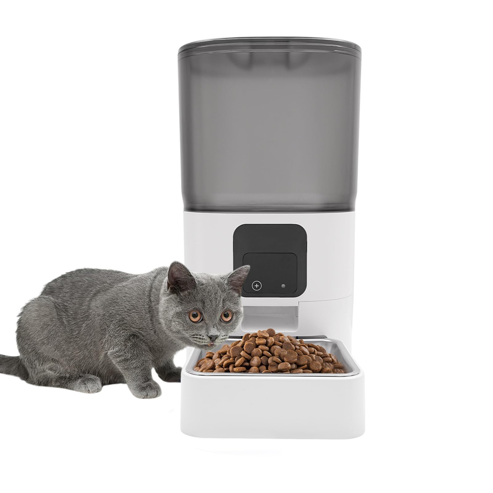 Comedero automático de 6 litros para gatos, comedero automático para mascotas, con temporizador, 1 – 12 comidas, dispensador automático para mascotas pequeñas y medianas, aplicación y modos de control