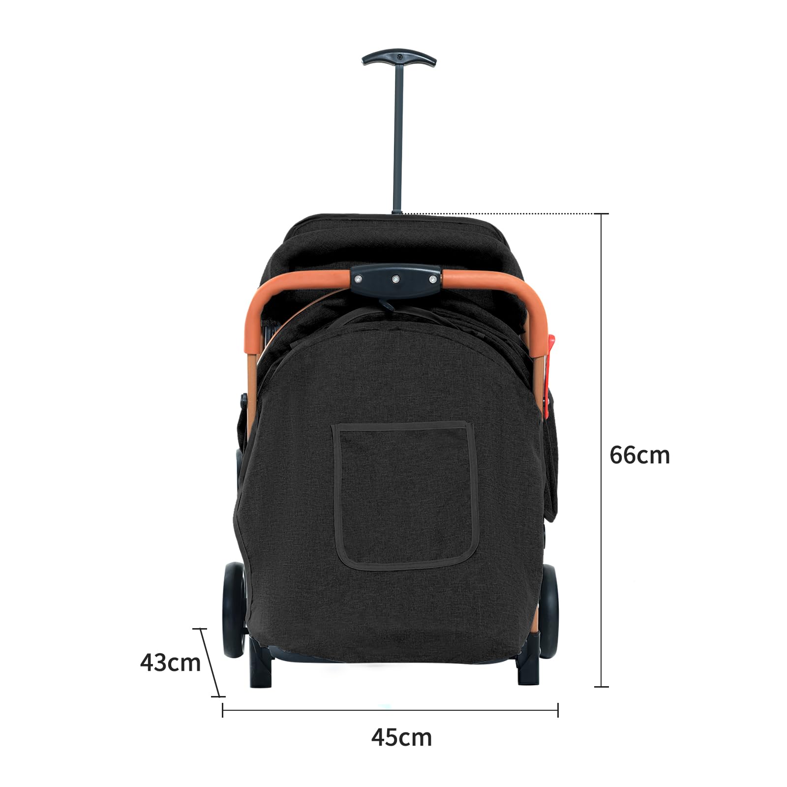 Cochecito ultra compacto a 0 a 6 años, cochecito de viaje con arnés de seguridad de 5 puntos, almacenamiento de una sola pieza, con bolsillos y parasol (negro)
