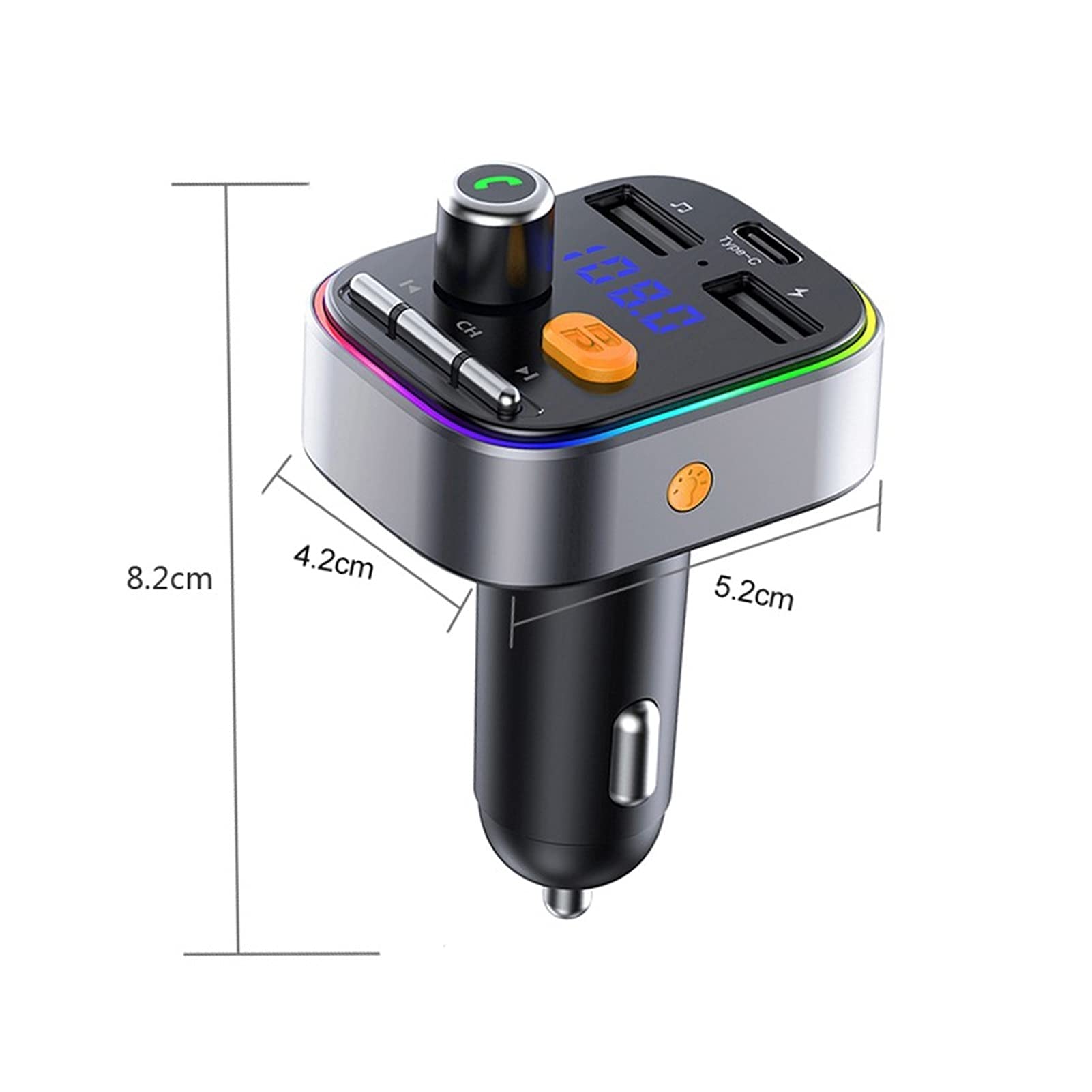 Adaptateur Audio Bluetooth Voiture multifonctionnelle MP3 Joueur FÉMININ Transmetteur Bluetooth Kit Dual sans Mains USB Support DE Charge DE Type-C TF Carte U Disk