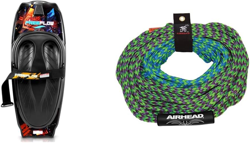 SereneLife Kneeboard + Airhead Tow Rope for 1-4 Rider Tubes | 50-60 ft, 4,150 lb Break Strength