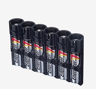 Storacell SLAAATB by Powerpax SlimLine AAA Battery Caddy, Black, Holds 6 Batteries