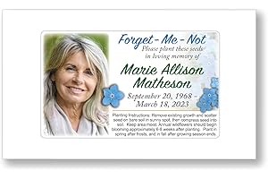 Forget-Me-Not Funeral Keepsake Seed Memorial Cards with Custom Photo