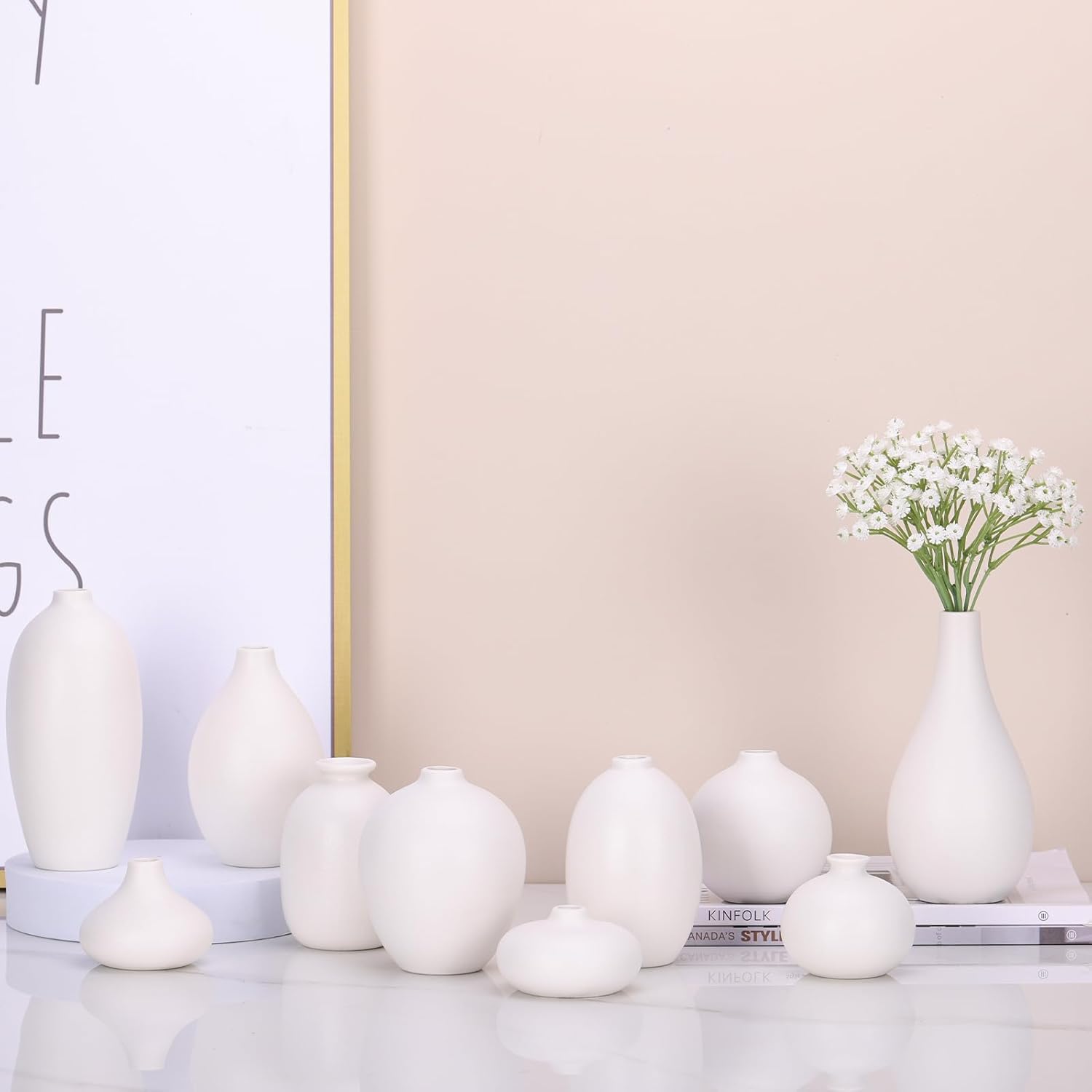 Ceramic Bud Vase Set of 10 - White mini Bud Vases in Bulk Dining Table Centerpieces, Cute Bulk Small Flower Vase for Pampas Grass&Single Flower Decor, Ideal Wedding Window Sill Aesthetic Desk Decor - Image 4