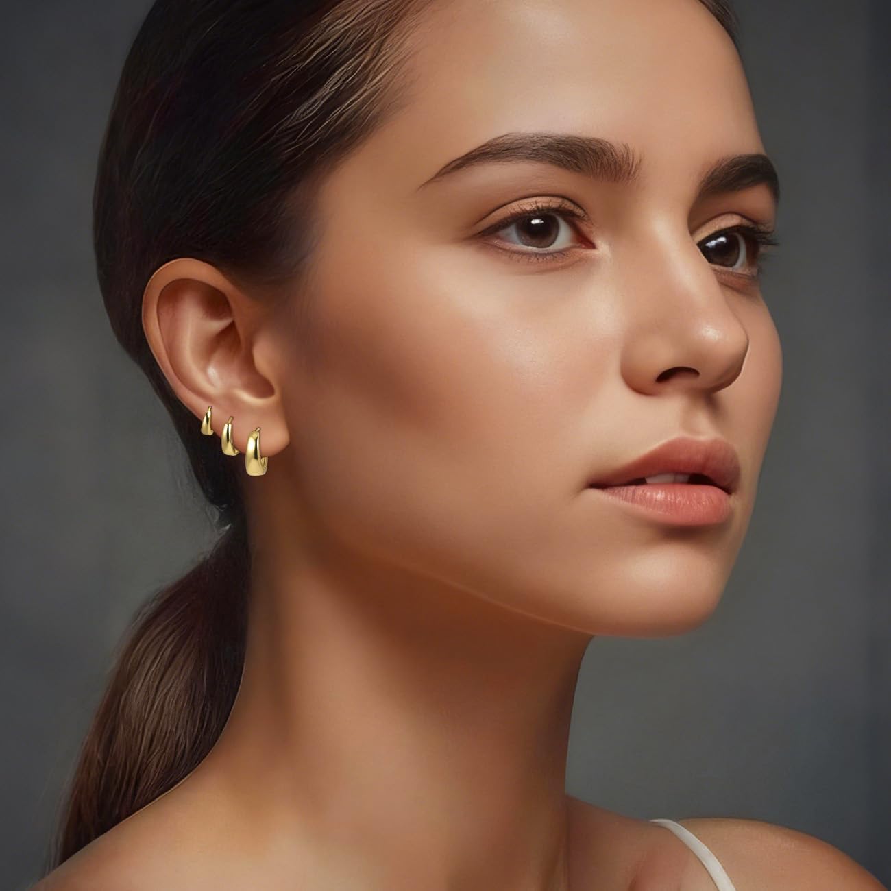 Yowivon Multi-Pairs Gold Hoop Earrings Set for Women, Chunky Dainty 14K Gold Plated Lightweight Stack Earring Sets, Hypoallergenic Small Huggie Hoops Earrings for Multiple Piercing Trendy Jewelry