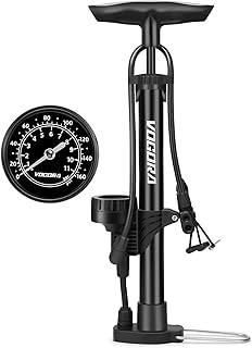 VOGORA VOGORA Bike Pumps for Bicycle Tyres with Pressure Gauge, Portable with Presta & Schrader Valves, Bike Air Pump, Foot Pump for Tires, Inflatables & Balls