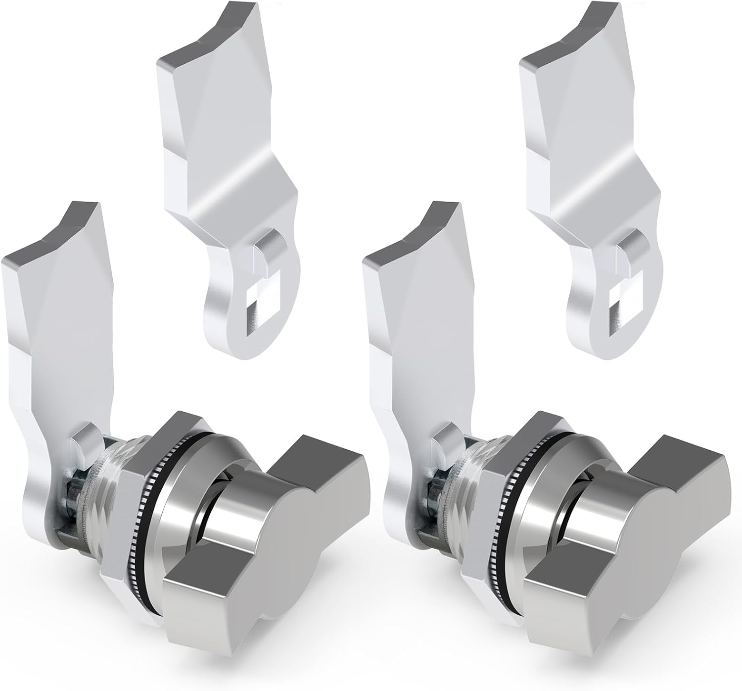 Thumb Operated Offset Cam Lock 2PCS, Zinc Alloy Chrome Plated Handle, for Industrial Cabinet Door Drawer Storage Mailboxes Vehicle Panel (5/7" 2 Pack)