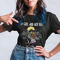 Vista 4 de Gossby Camisa personalizada con texto en inglés «A Girl & Her Dog» para mujeres, amantes de los perros con nombres, 7 tamaños, 5